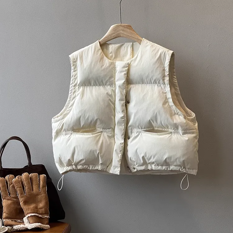 棉马甲女新款爆款韩版宽松短款圆领马夹背心外穿加厚百搭坎肩外套