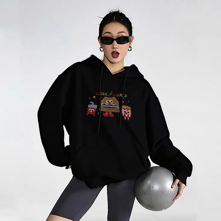 WASSUP美式喷墨重磅卫衣男连帽秋冬季宽松休闲情侣款潮牌上衣外套