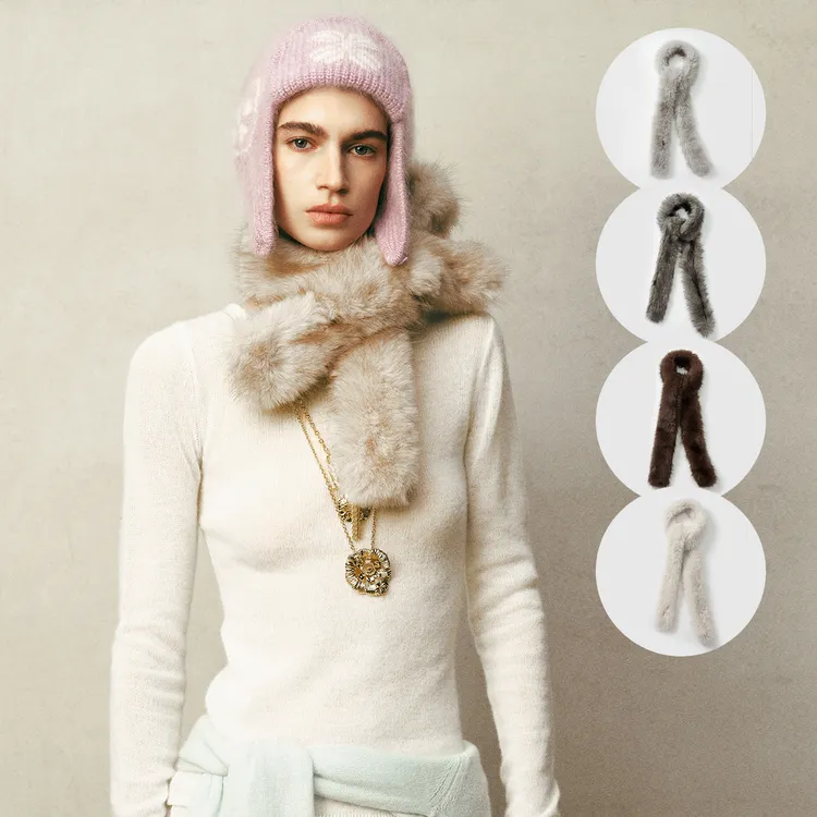 tokokkino百搭保暖环保狐狸毛长围巾Gemini买手店2025秋冬新款