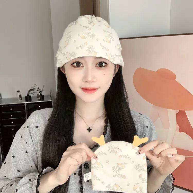 月子帽产妇四季可用双层纯棉月子发带宝宝帽产后坐月子防风护头