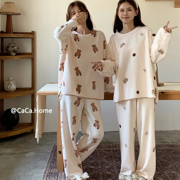 25年秋冬新款家居服套装女云朵绒软绵绵睡衣可外穿加绒加厚两件套