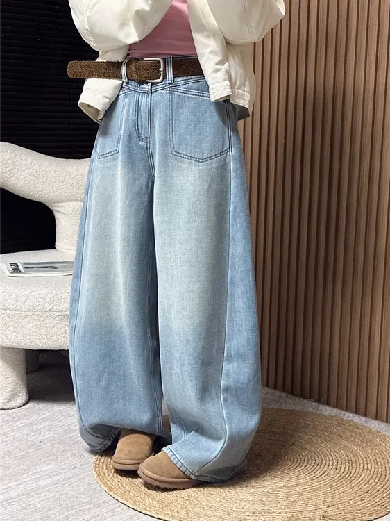 【巴黎牛仔】加绒款口袋牛仔裤