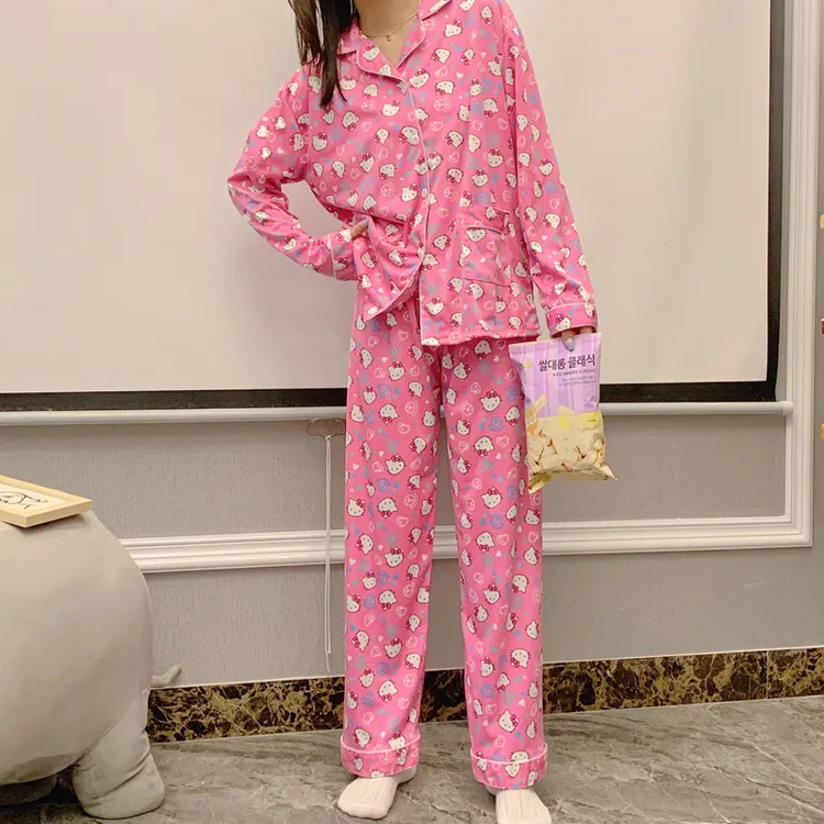 软萌卡通凯蒂猫睡衣女春秋季长袖套装HelloKitty可爱风宽松家居服