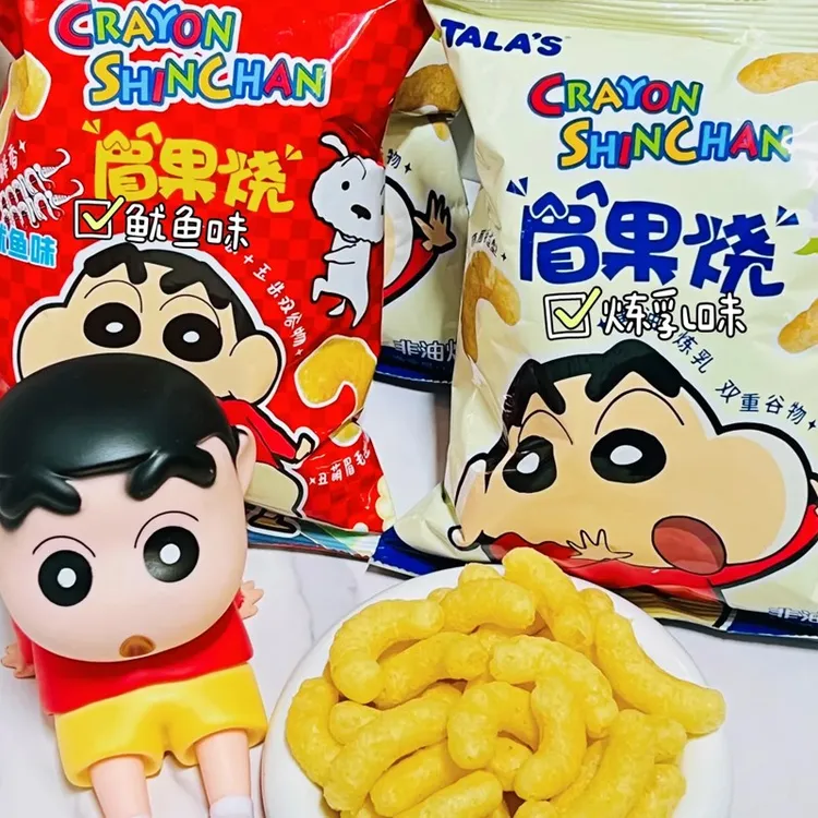 蜡笔小新眉果烧TALA'S添乐网红推荐非油炸膨化烧烤鱿鱼巧克力味