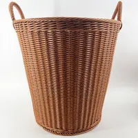 A016（3）棕色圆形收纳钢精骨架脏衣篓大容量防水衣筐大号40*40