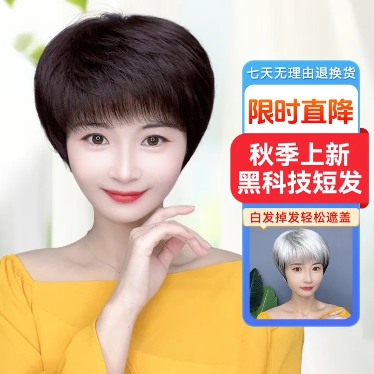 双11狂欢购【明星同款】减龄修饰脸型不易变型全头套中老年假发推荐