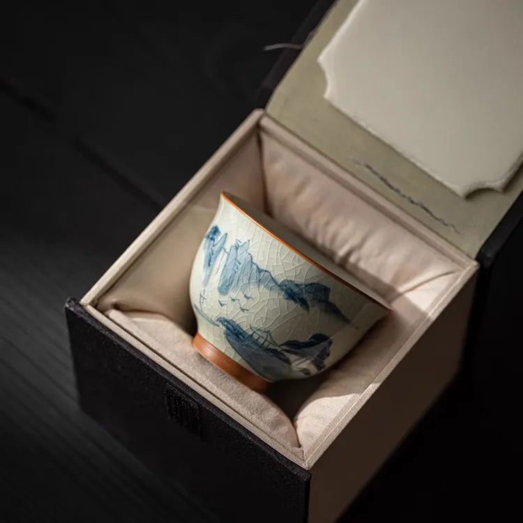 哥窑高颜值茶杯单个陶瓷主人杯送礼男女个人专用品茗杯简约