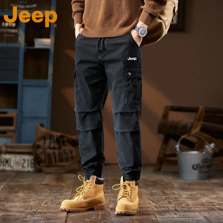JEEP吉普美式工装裤男款秋季2025新款宽松潮牌束脚哈伦休闲长裤子