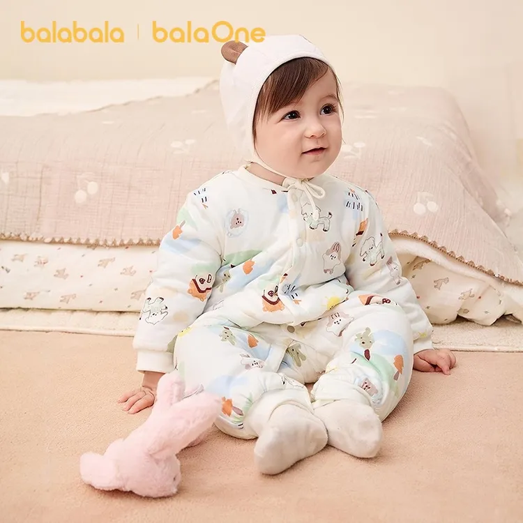 【balaOne】巴拉巴拉婴儿连体衣夹棉冬装2025秋冬宝宝爬服哈衣可爱
