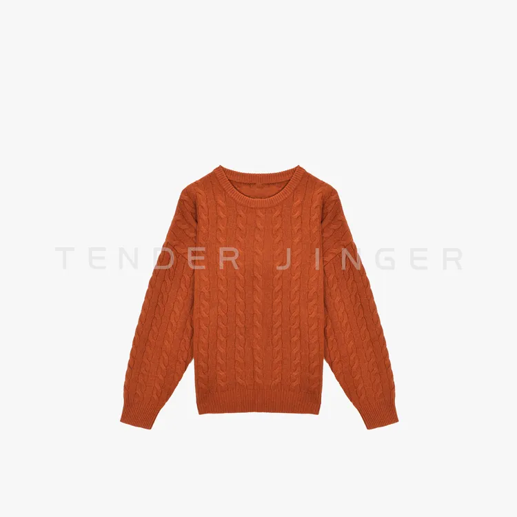 Tender Jinger｜线下专供 净色绞花圆领针织衫T54BBS50460