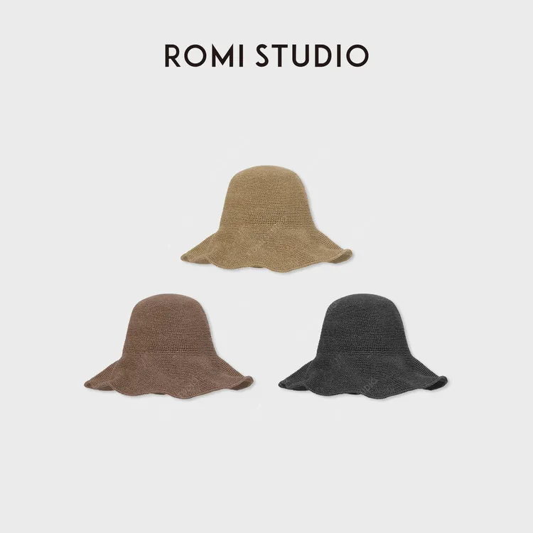 ROMI STUDIO纸草手工钩织可折叠个性大帽檐遮阳帽 RWDSP02391