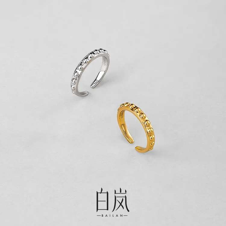 925银戒指 【双11新品】白岚连珠戒指女简约精致日常通勤指环QL4351
