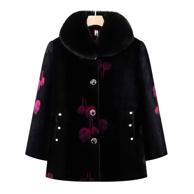 中长款宽松型常规冬季纯色中老年女装加绒