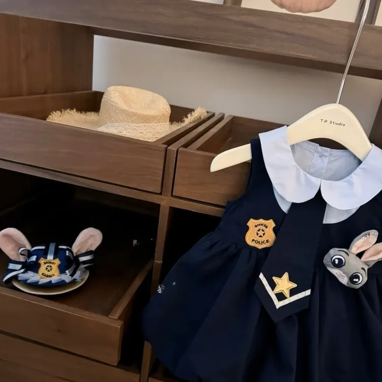 巴拉巴拉云朵【正品清仓】女童兔子警官连衣裙朱迪jk学院风花韩版