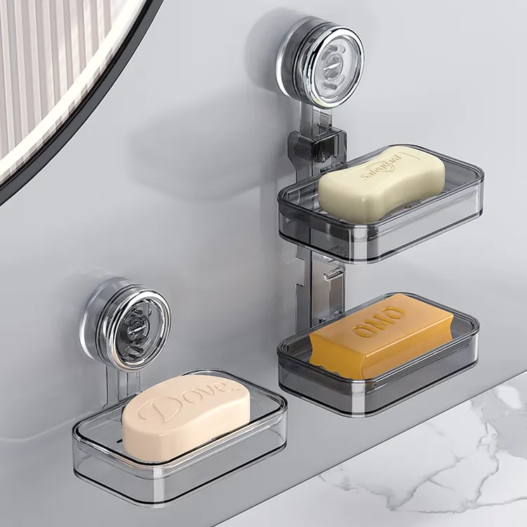 壁挂式香皂盒沥水置物架免打孔洗漱台浴室卫生间收纳盒吸盘肥皂盒