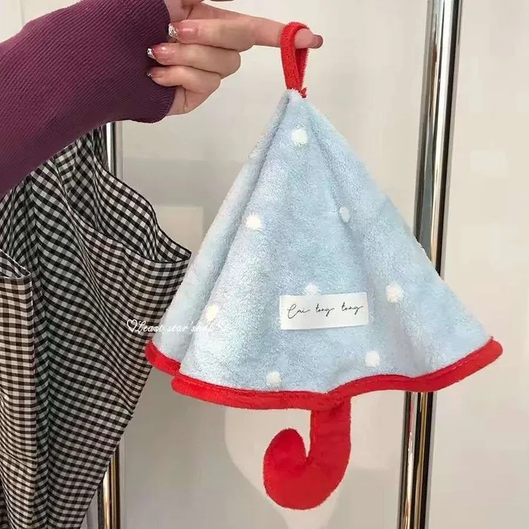 小红书同款小雨伞擦手巾挂式可爱卫生间吸水速毛巾厨房珊瑚绒手帕