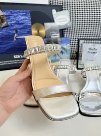 仙女风水钻气质外穿拖鞋2025夏季新款百搭粗跟时尚一字拖鞋W3060