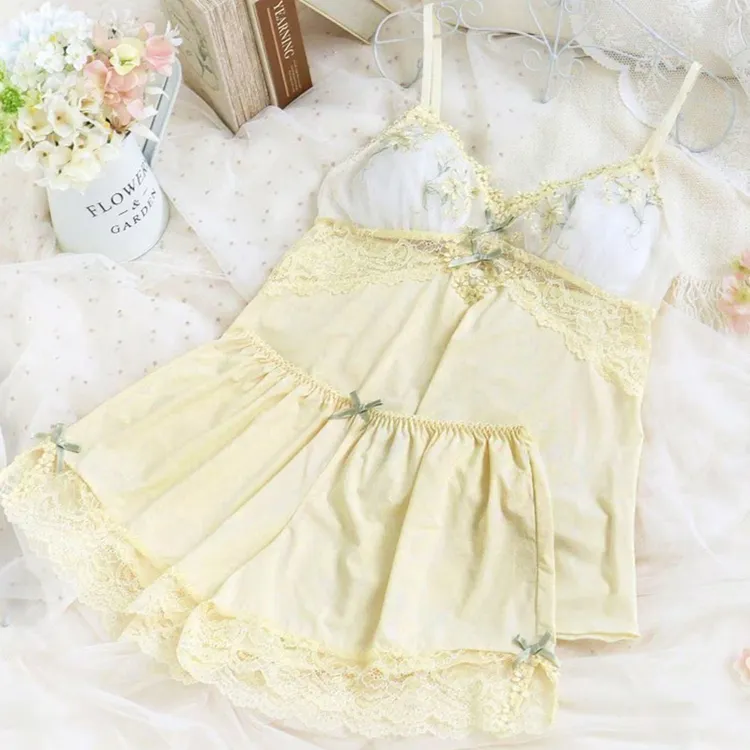 日本Risa Magli正品吊带睡衣短裤套装家居服性感女裙带胸垫471