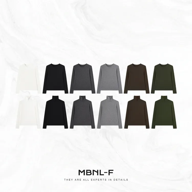 MBNL-F "珍珠山羊绒" 双针定织抑菌柔感打底衫 秦磊XM-XSY6682