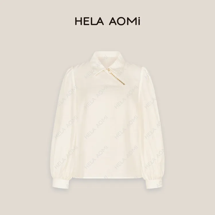 HELA AOMI“斜襟衬衫”莱赛尔简约基础款纯色高级感通勤风衬衫