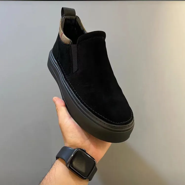 透气素面圆头一脚蹬休闲皮鞋皮鞋男士