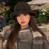 法式优雅复古羊毛盆帽秋冬季女百搭简约保暖大头围显脸小渔夫帽潮