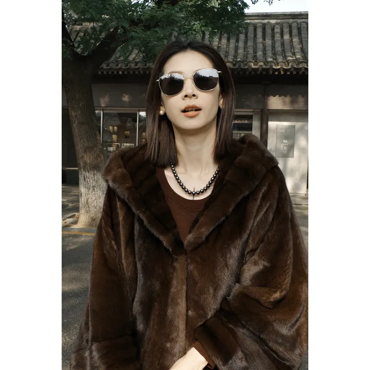 【CHENSMCHEN x JCSO】进口马赫根尼连帽阔版水貂外套女CdSP10110NL