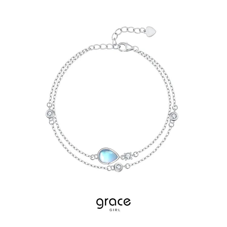 Grace Girl 925银手链 鲁伯特之泪简约纯银手链生日礼物送女生