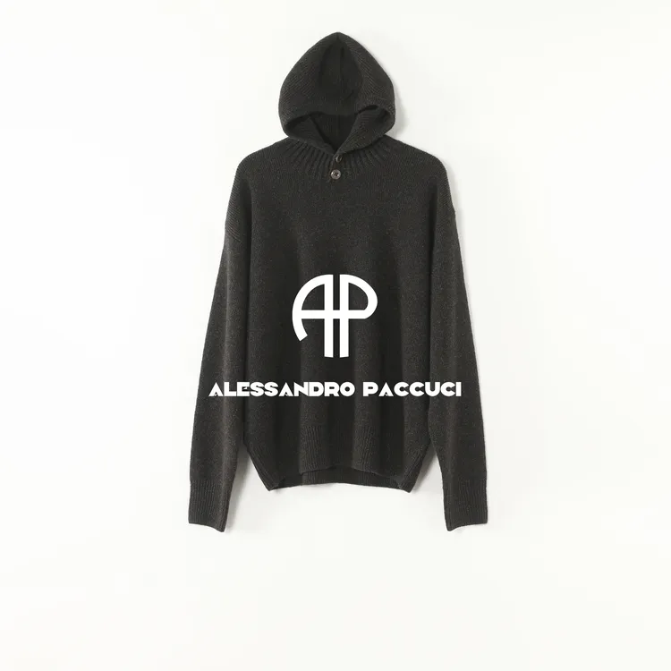 AP洛哥53228ST 牦牛绒连帽纽扣百搭时尚简约休闲长袖套头针织衫