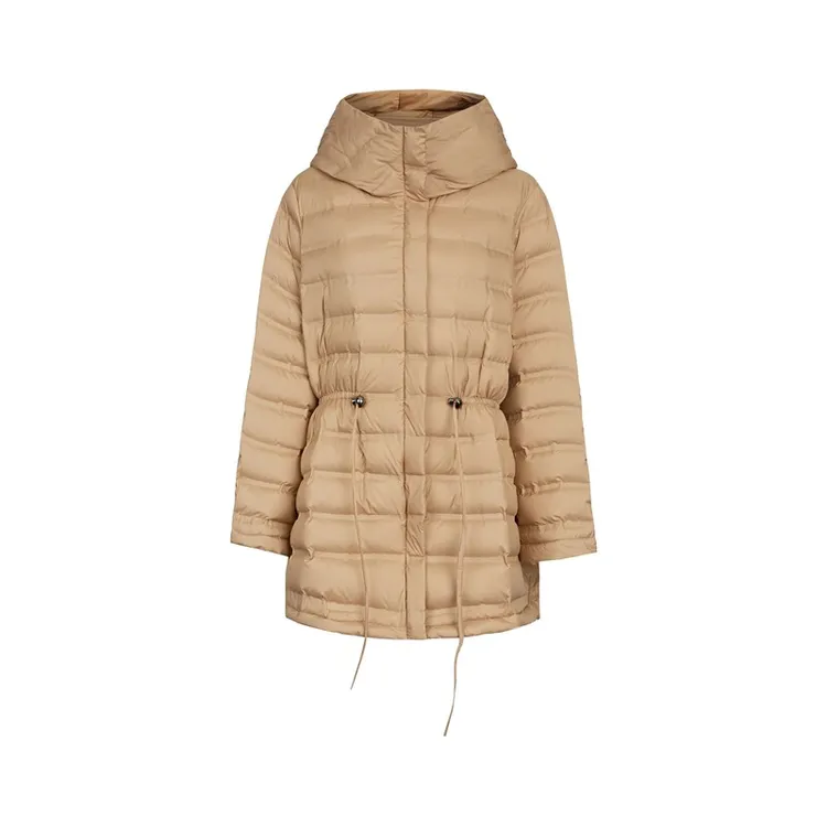 S·DEER圣迪奥女装时尚休闲百搭高领连帽收腰宽松羽绒服S23463105