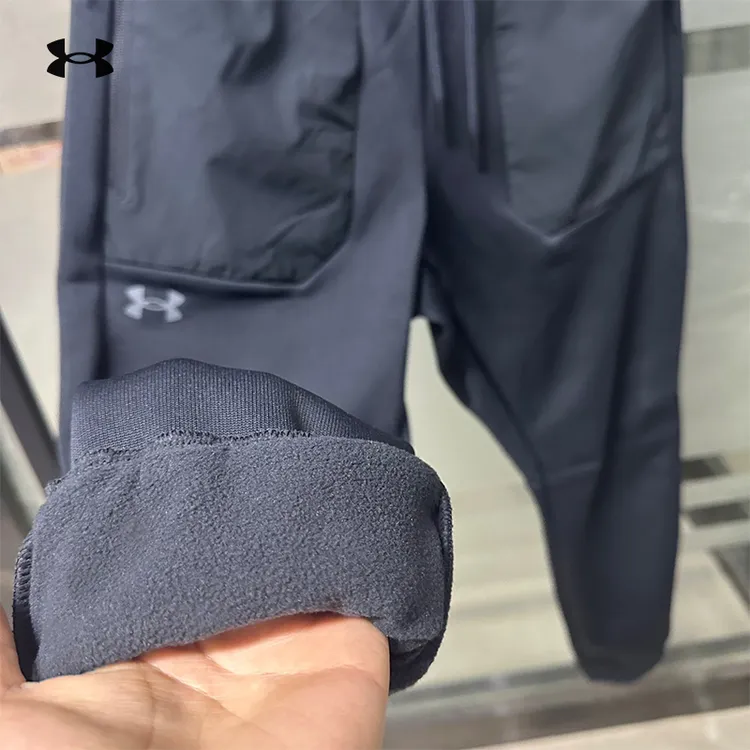 安德玛冬季新款男子加绒运动裤训练防风户外跑步速干休闲长裤-DS