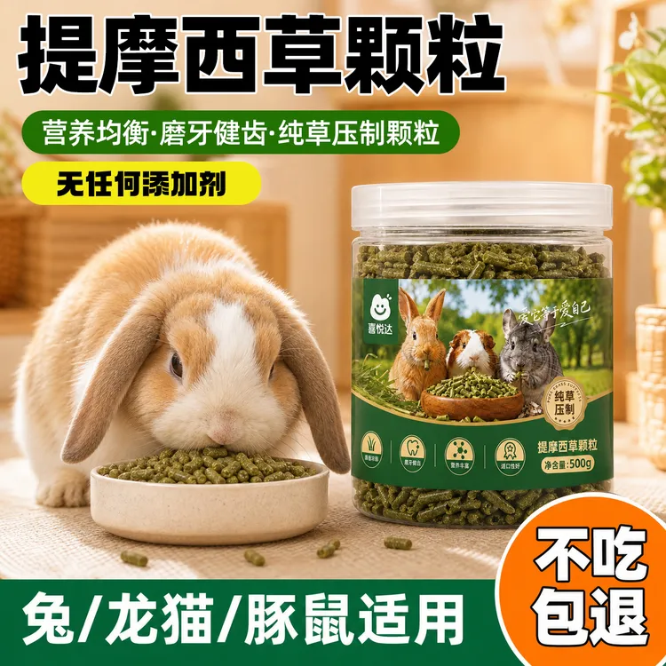 【纯草压缩】提摩西草颗粒高粗纤维磨牙兔粮荷兰猪饲料龙猫草料零食