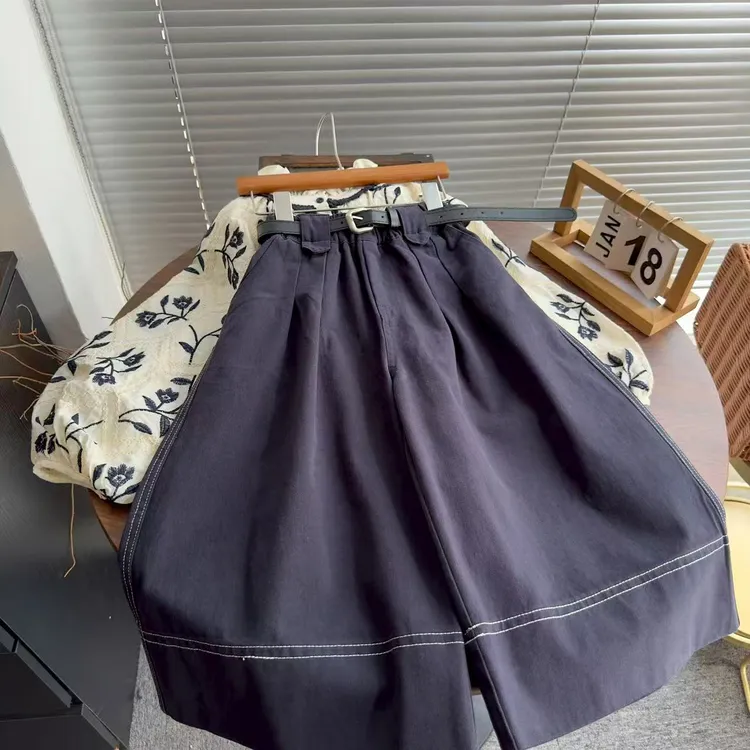 女童休闲百搭裤子牛仔蓝长裤韩版儿童秋季洋气阔腿裤