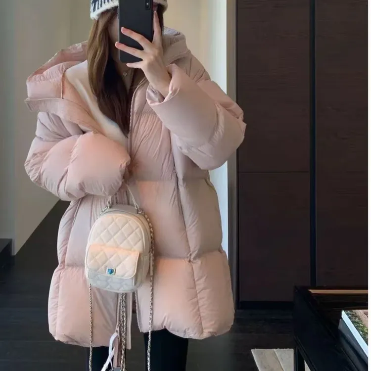 新款棉服女中长款2025新款流行连帽过膝加厚冬季棉袄棉衣外套