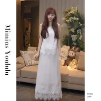 【mimius】肉重工立体绣花精致蕾丝拼接无袖上衣+半裙（正腰）G05577