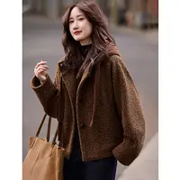 拼接连帽呢子大衣外套2025年冬季新款女装上衣SXN25067