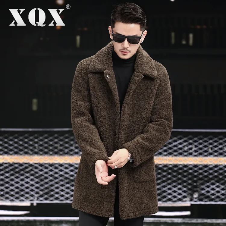 海宁皮草男款大衣2025新款皮毛一体外套男中长款翻领羊毛风衣