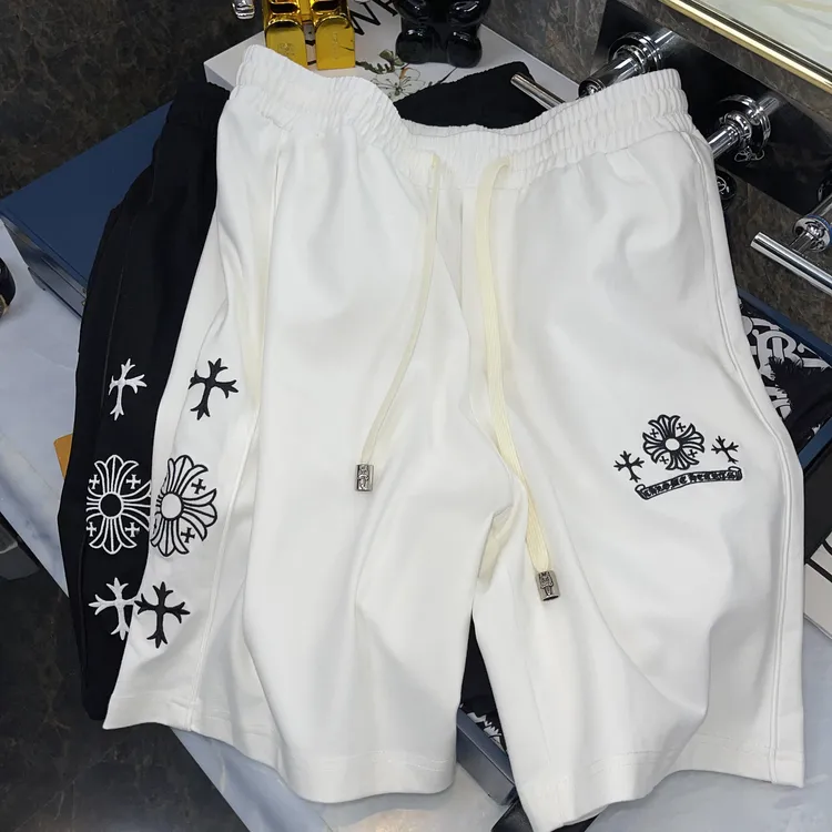 Tispair男士十字架刺绣拼接冰丝加肥加大沙滩运动五分短裤休闲裤