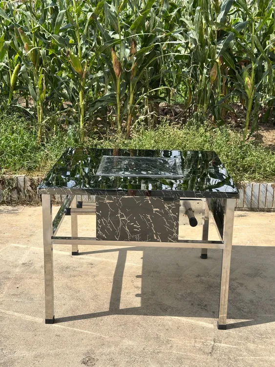 大理石花纹无烟碳烤不锈钢正 方形烧烤桌商用家用户外摆摊烤肉桌