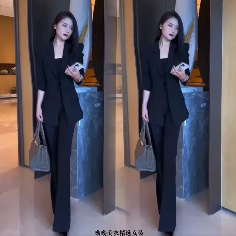 炸街网红爆款早秋轻奢高级感显瘦职业西服西装套装女春款