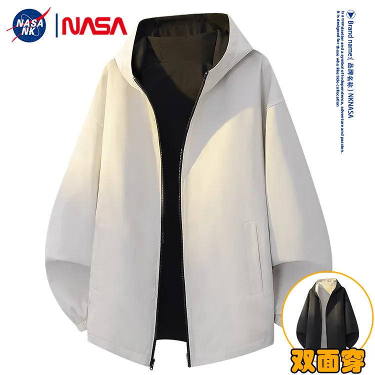 NASA联名双面穿连帽外套男款春秋季新款潮流宽松运动休闲秋装夹克
