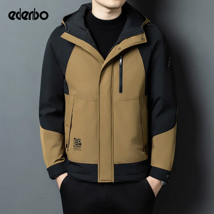 【商场同款】爱登堡冬季羽绒服男款25新款连帽时尚撞色休闲保暖外套