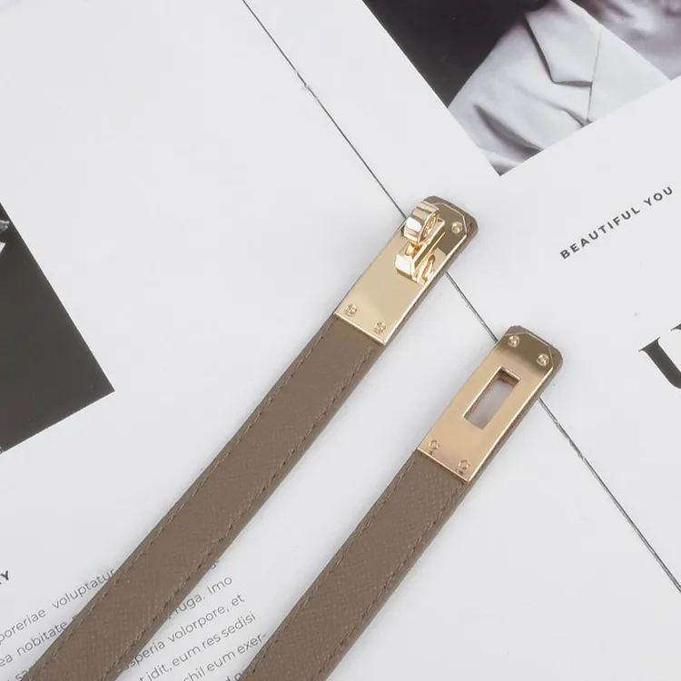 现货女士对扣光身腰带金属方扣女腰带复古ol休闲韩版灰色厂家批发