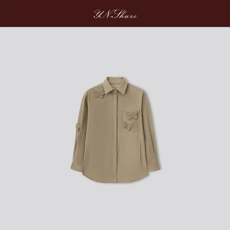 YN-SHUZE【蝶宿云栖】设计师翻领排扣衬衣短裤套装SZ-YNC-2024962