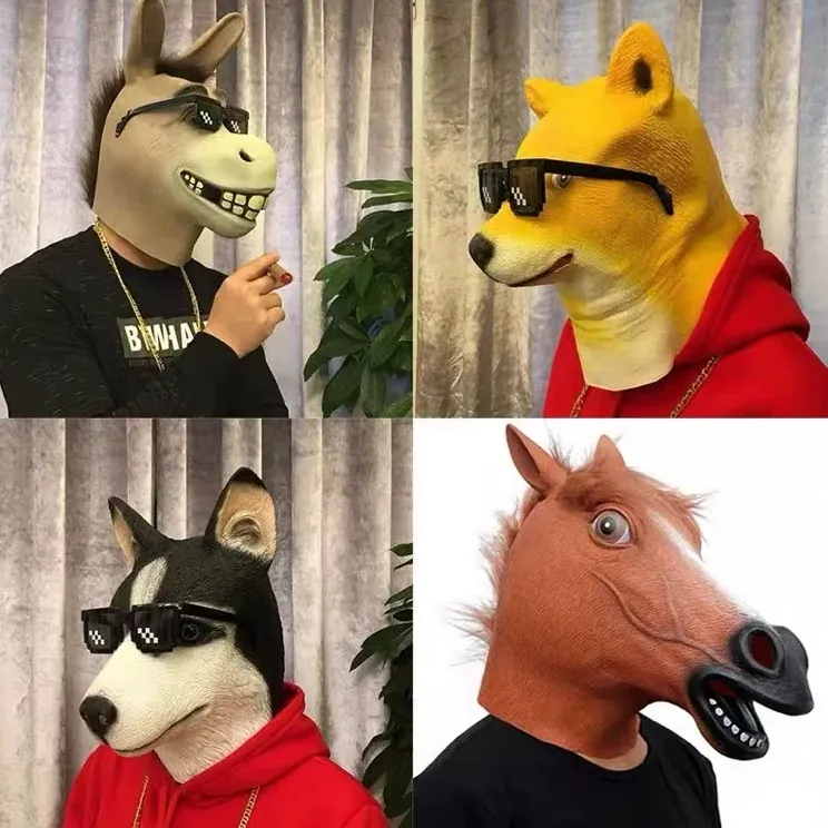 抖音网红同款绿鱼人绿头鱼头套搞怪搞笑皮卡丘鱼头怪面具沙雕面罩