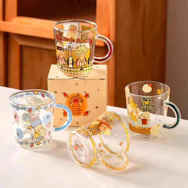 SOCCA星星人钻把玻璃杯子带盖子办公室水杯牛奶杯高颜值生日礼物