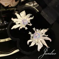 君朵 铜合金合成锆石耳饰 法式小众立体轻奢太阳花耳钉耳环耳饰女