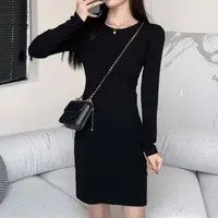 【COCO FORD】长袖短款时尚气质质感轻奢显瘦连衣裙G240221