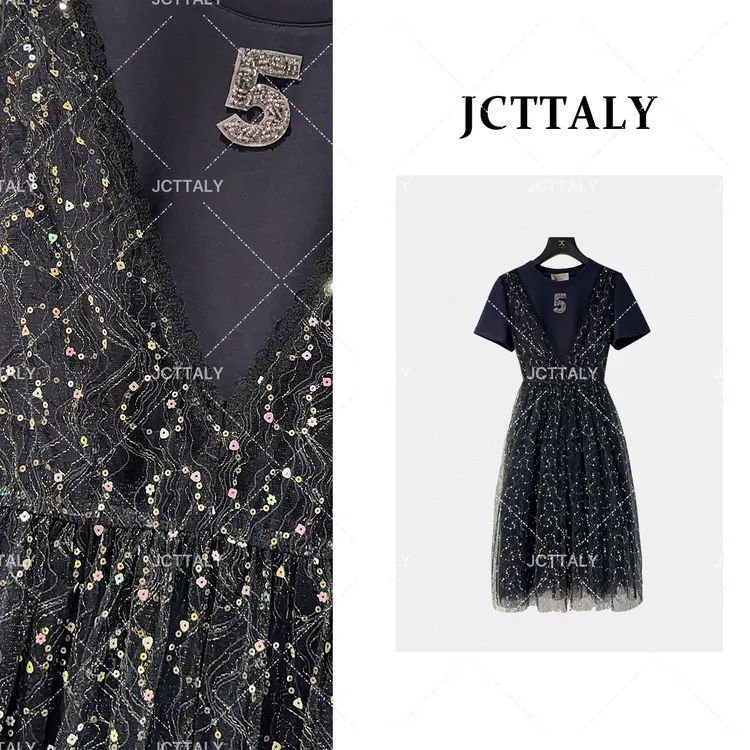 【FF专属】【37】蕾丝网纱法式拼接气质时尚假两件连衣裙JC-A3122