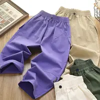 夏季儿童拼接捏褶中大童纯棉休工装长裤 960